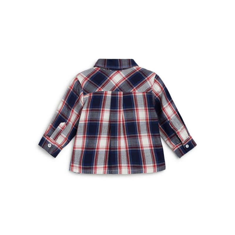 Boys Dark Blue Checkered Long Sleeve Shirt image number 1